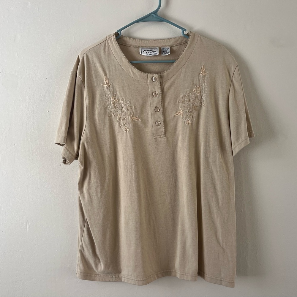 Jennifer Lauren Casual Button Down Shirt Relaxed Fit Soft Cotton, cottagecore